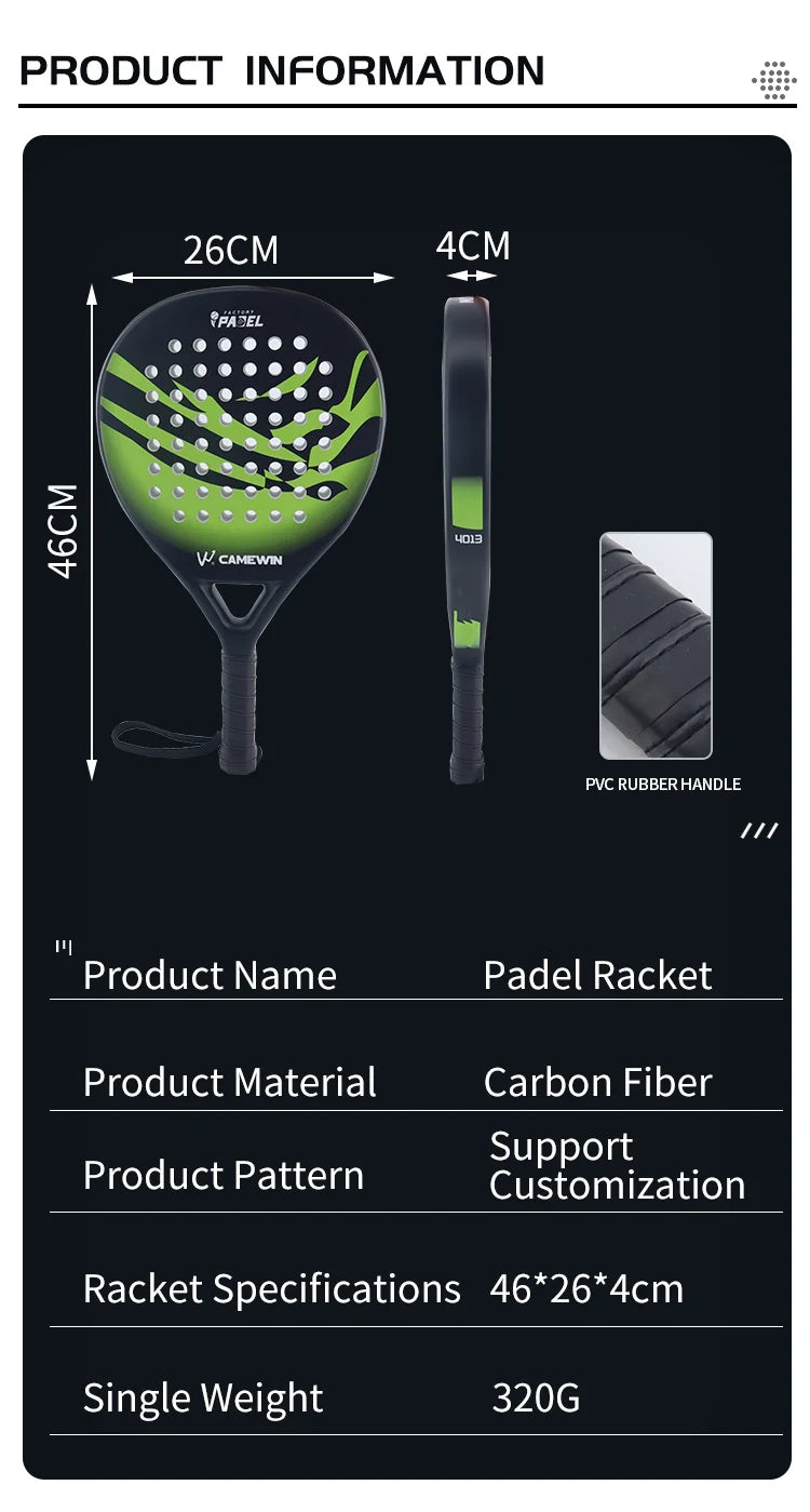 Customized Carbon Fiber Padel Racket 3K 12K 18K Beautiful Design Beach Tennis Paddle For Sports Use