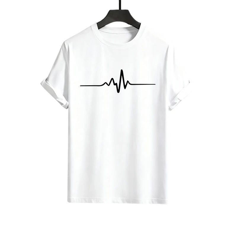 Men's T-shirt sports outfit with print, casual wear for outdoor gym, jogging, street clothing, summer T-shirt shorts