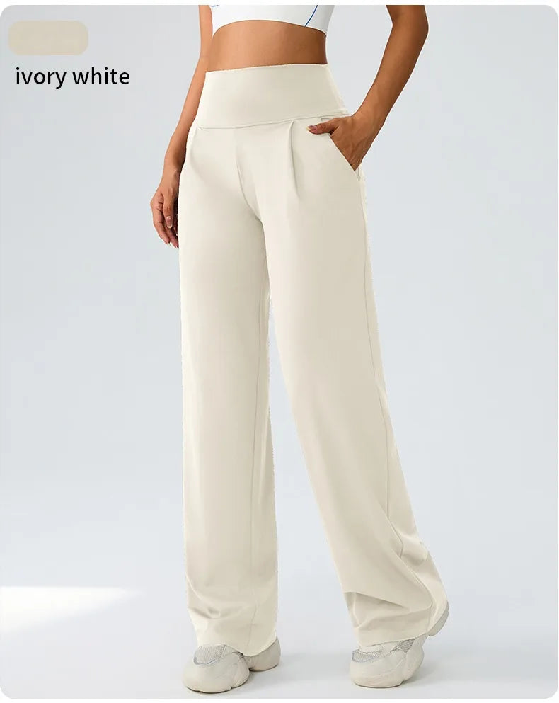 Yoga wide leg pants for women high waisted loose straight leg pants casual sports yoga pants women's outerwear