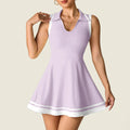 Tennis Dress with Shorts Pocket Woman Polo Collar Workout Active Golf Pickleball Clothes Breathable Casual Badminton Street
