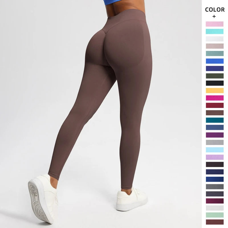 Seamless Women Solid Waist Yoga Pants Three-section Waist Sexy Hip-lifting Tight Sports Pants Fitness Exercise Yoga Pants