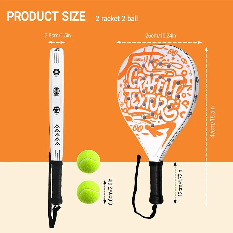 Padel Racket with Carbon Fiber Surface & EVA Memory Foam Core – Lightweight Well-Balanced Padel for Beginners and Intermediate