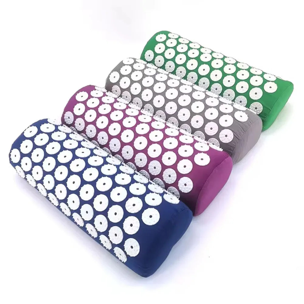 Massager pillow, massage mat for Yoga acupressure relieves pain stress, back, body pain, tip mat, acupuncture mat and pillow set