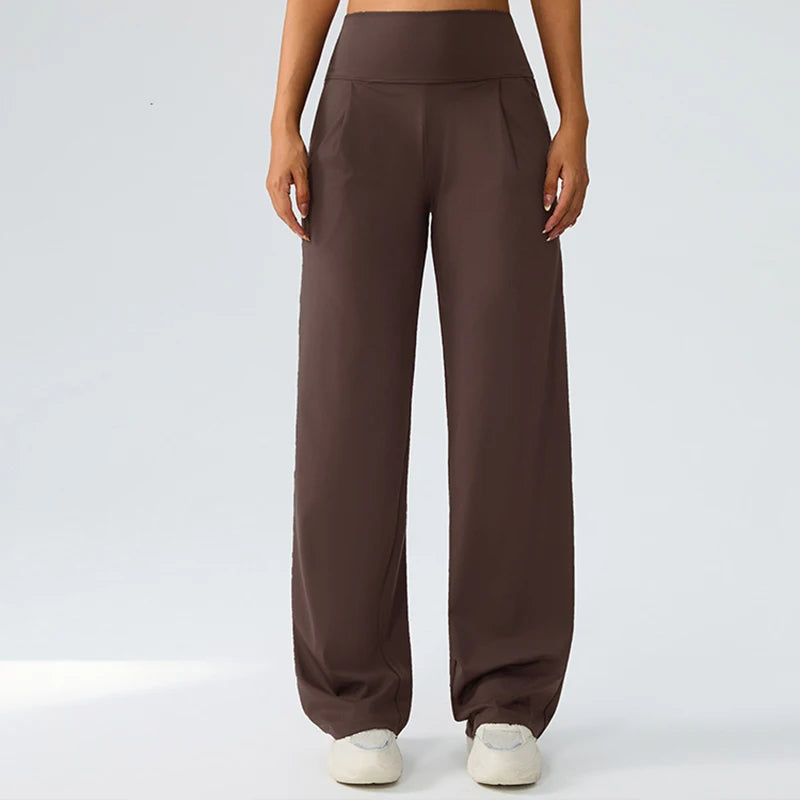 Yoga wide leg pants for women high waisted loose straight leg pants casual sports yoga pants women's outerwear