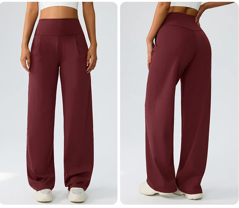 Yoga wide leg pants for women high waisted loose straight leg pants casual sports yoga pants women's outerwear