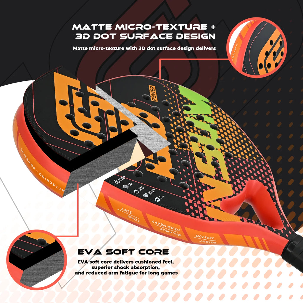 INSUM Padel Racket Lightweight Padel Tennis Racquets With Diamond Shape & Anti-Vibration System Suitable For Beginner To Advance