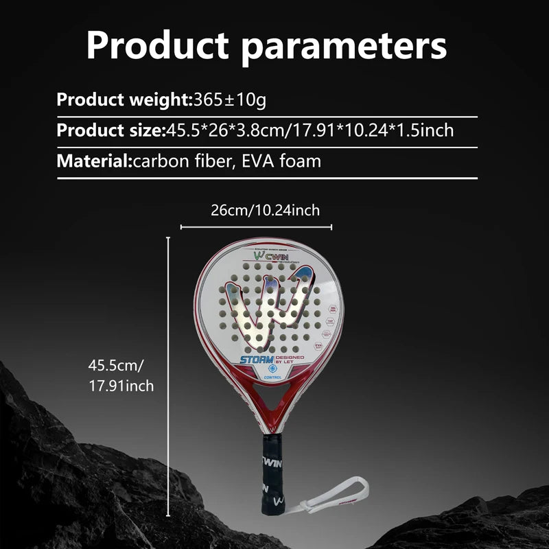 Carbon Fiber Padel Racket | Tennis Racket | Cricket Racket | Beach Racket | EVA Elastic Memory Core | For Women and Beginner!
