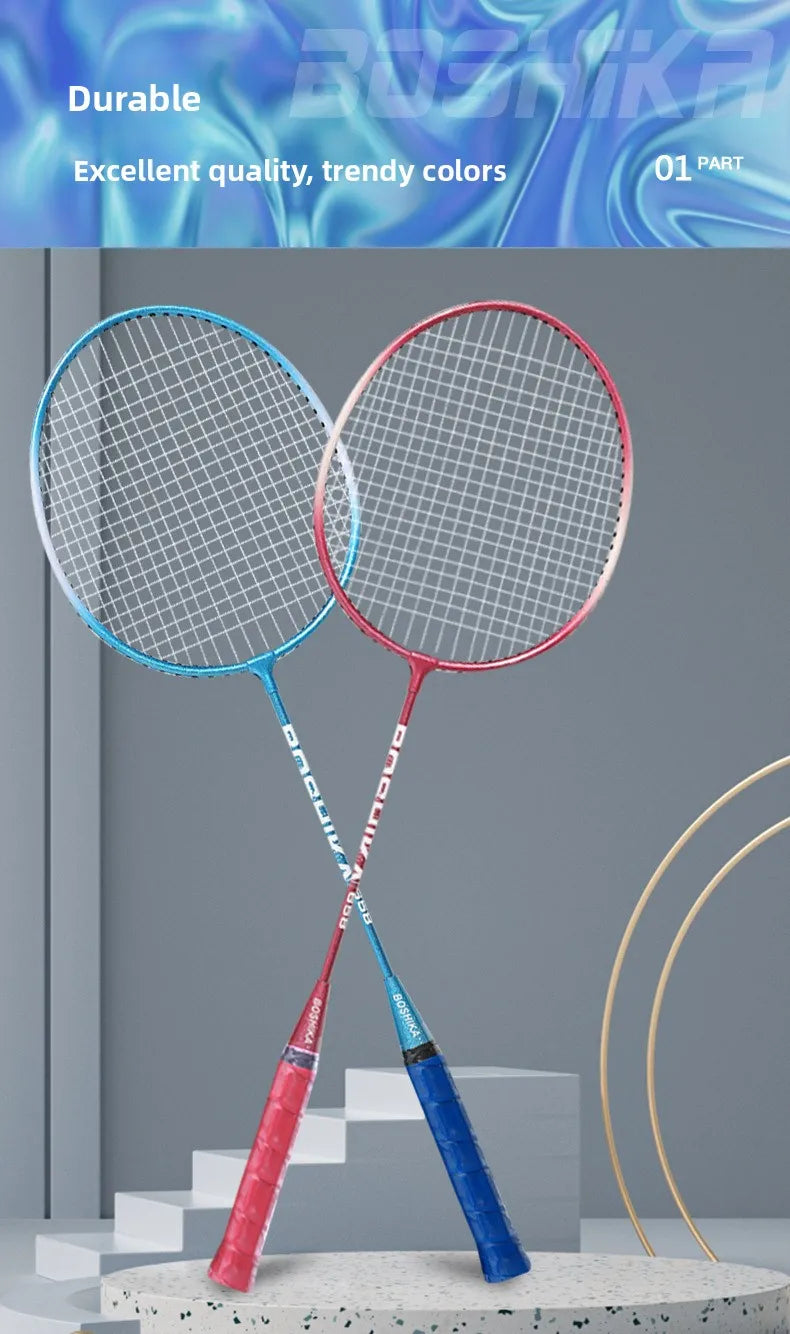 Sports Products Newest Designed Ferroalloy Frame Badminton Rackets A Pair Badminton Racquet with Premium Badminton Bag & 3 Balls