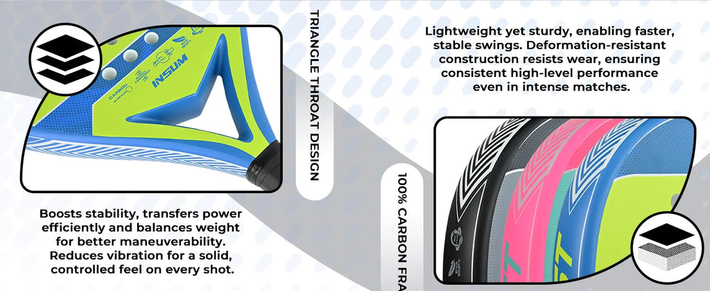 INSUM Padel Racket Lightweight Padel Tennis Racquets With Diamond Shape & Anti-Vibration System Suitable For Beginner To Advance
