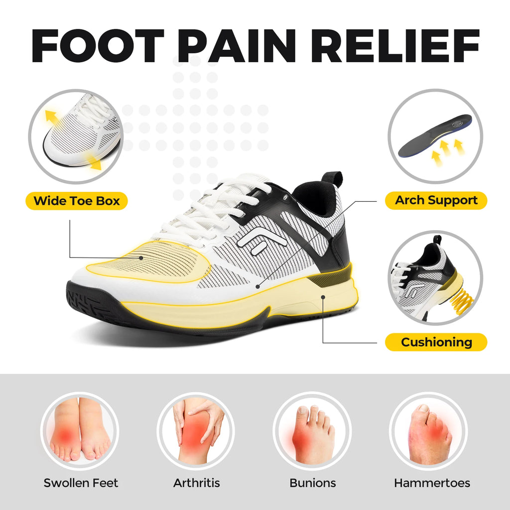 FitVille Men's Wide Pickleball Shoes Tennis Shoes Full Court Tennis Sneakers with Arch Support Lightweight Non-slip Sports Shoe