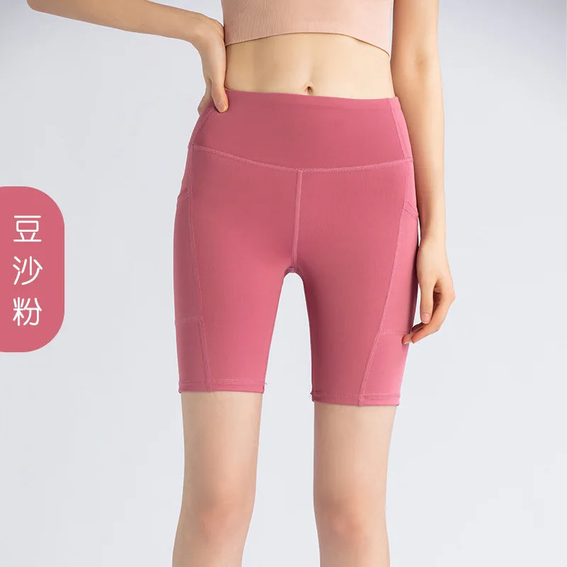 Yoga Pants Pockets Hip-lifting Bottoming Quick-drying Yoga Clothes Breathable Stretch Mesh Side Pockets Running Fitness Pants