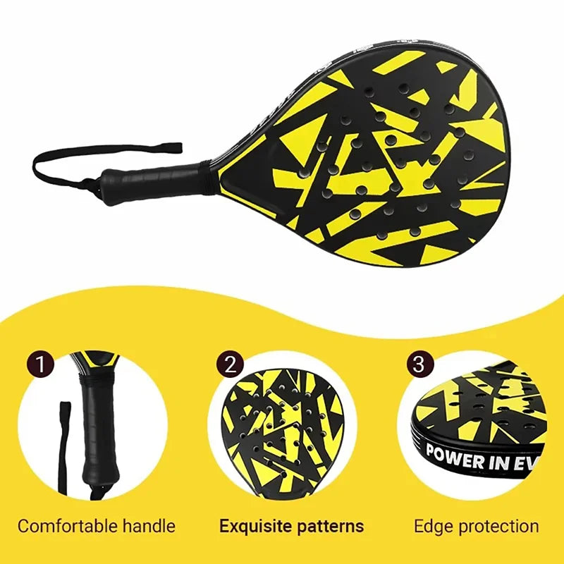 Padel Racket with Carbon Fiber Surface & EVA Memory Foam Core – Lightweight Well-Balanced Padel for Beginners and Intermediate