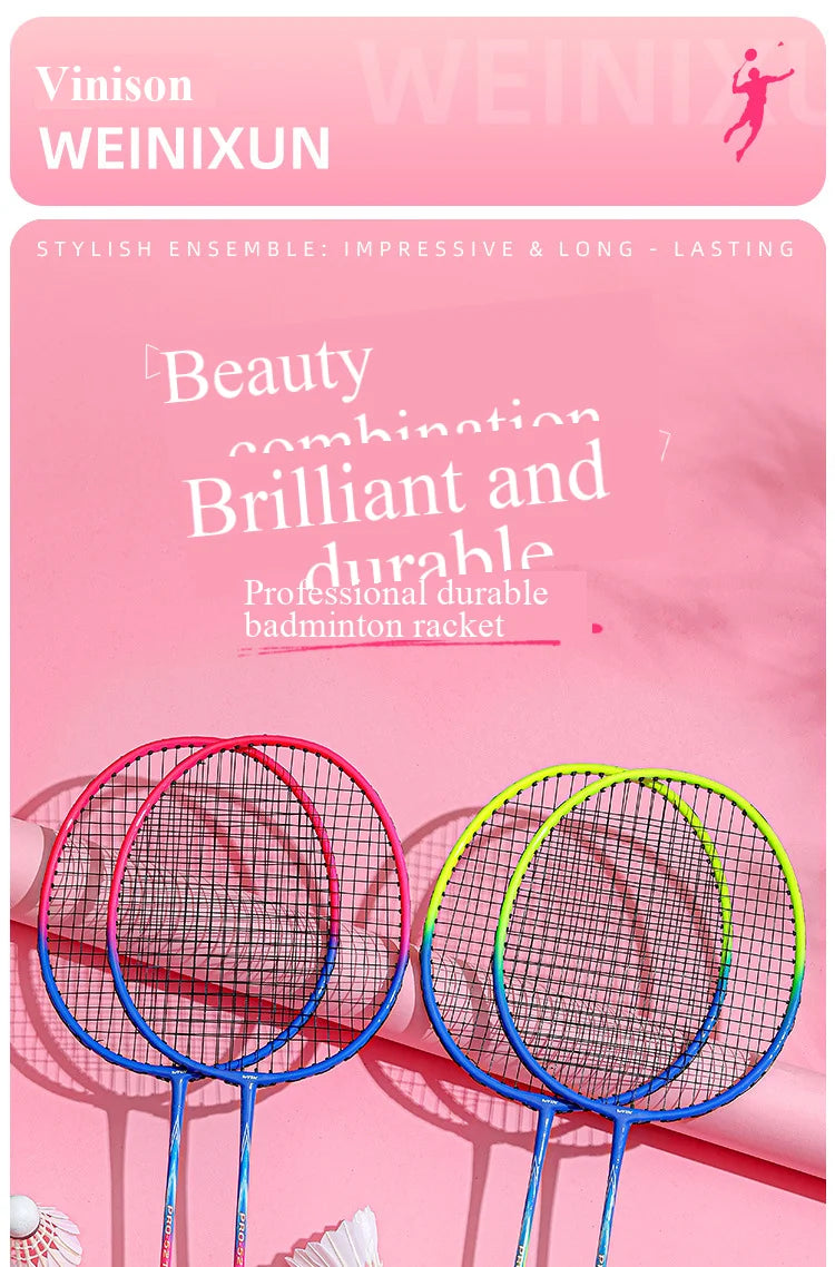 New Durable Badminton Rackets (Set of 2) – Ideal for Adults and Secondary School Students: High-Bounce Rackets for Beginners