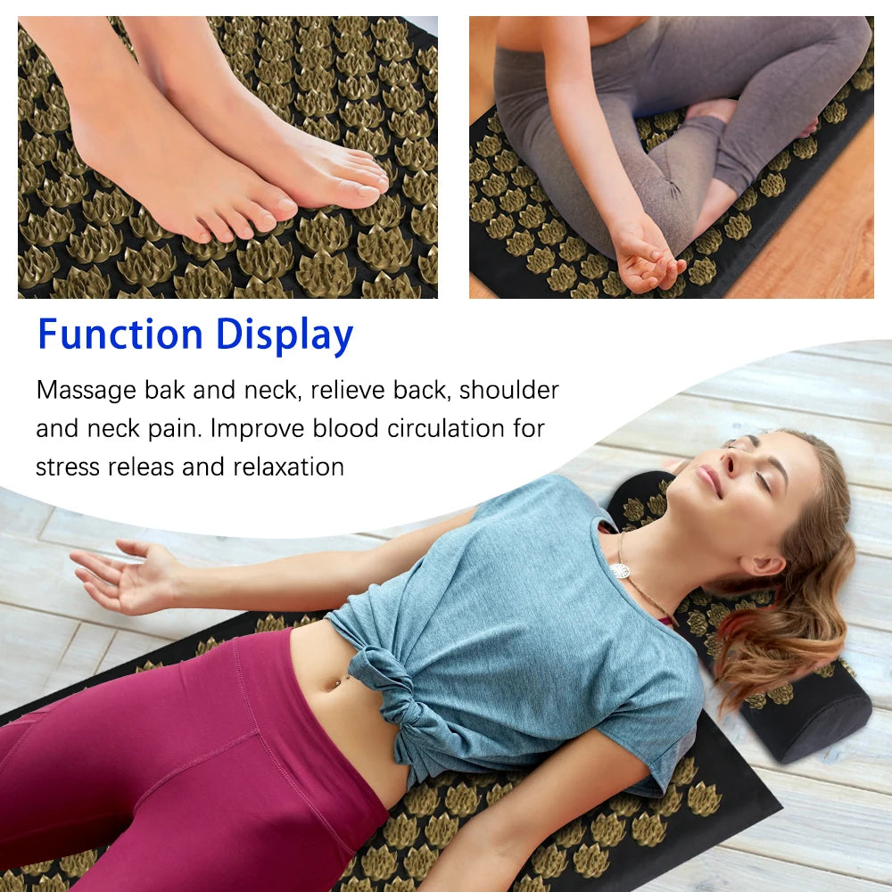 Massage Cushion Yoga Acupressure Mat Acupuncture Massage Mat Relieve Stree Back Body Pain Spike Mat Foot Massager Shakti Mat