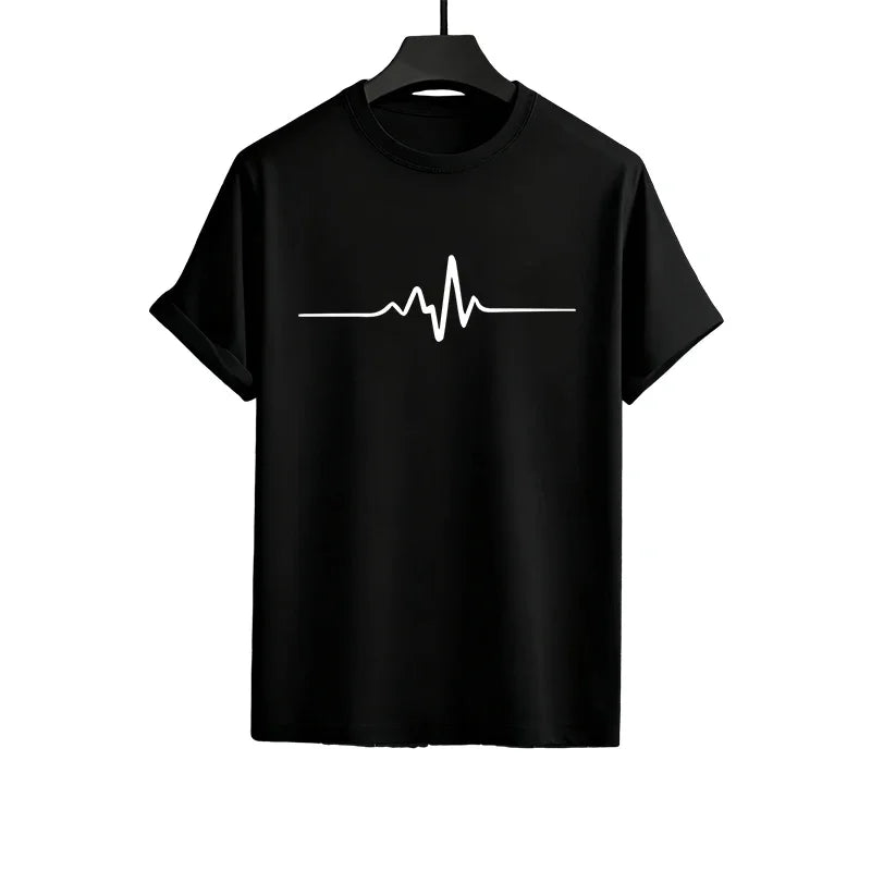 Men's T-shirt sports outfit with print, casual wear for outdoor gym, jogging, street clothing, summer T-shirt shorts