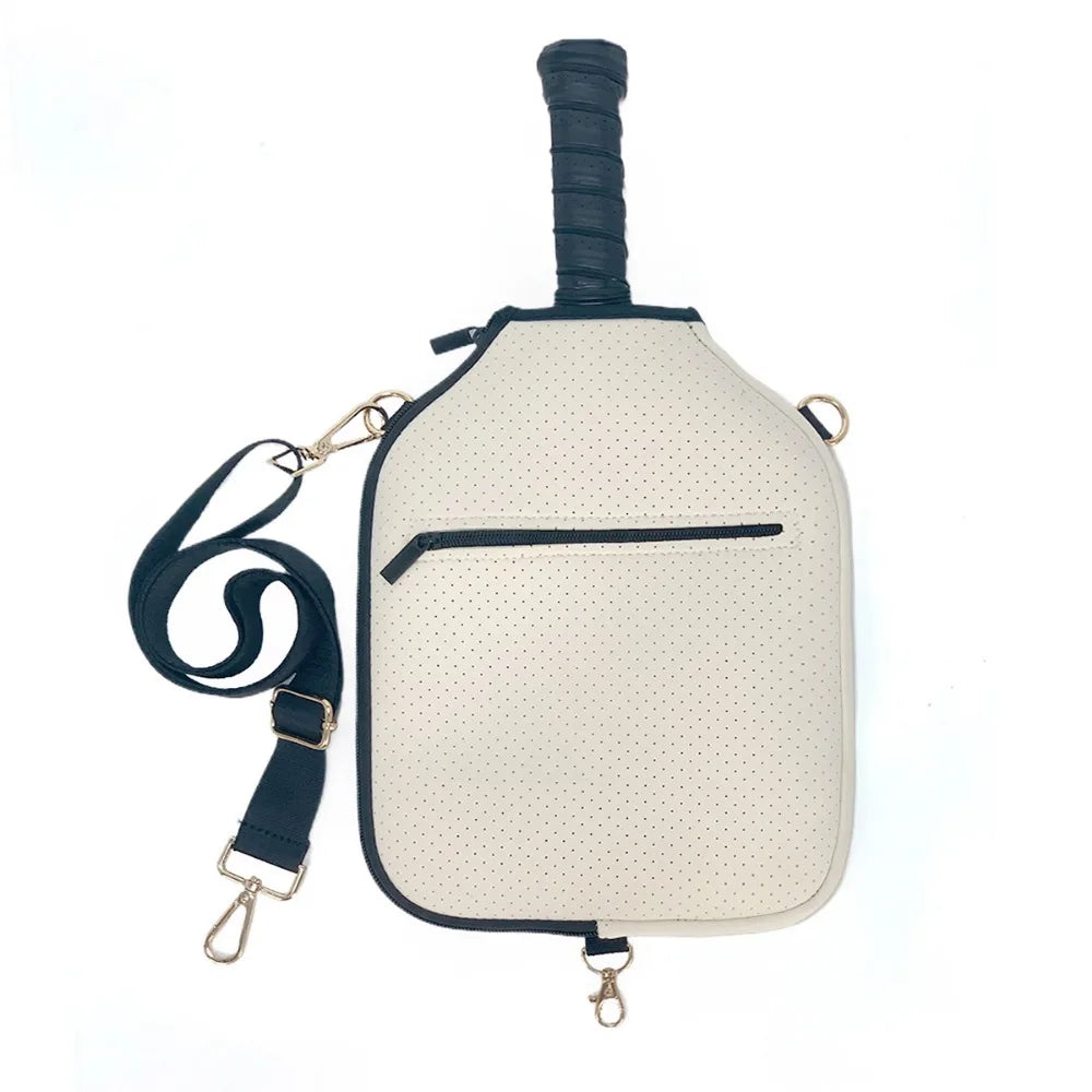 Large Capacity Pickleball Crossbody Bag Zipper Closure Waterproof Pickleball Paddle Cover Professional Adjustable Strap