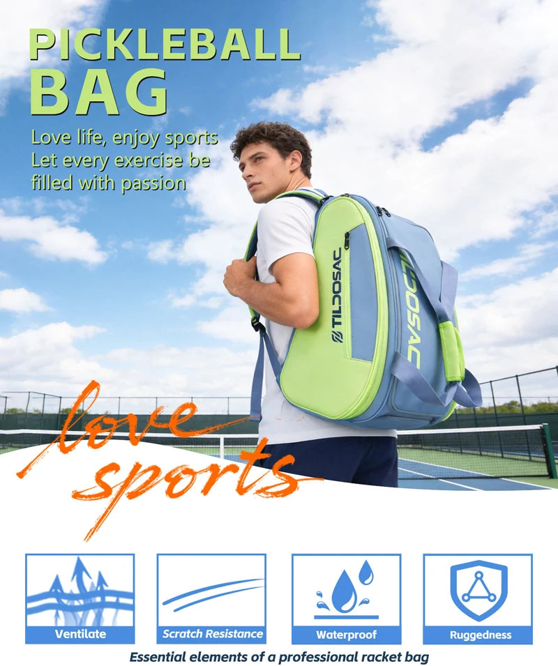 Professional Pickleball Racquet Backpack Large Capacity Waterproof Padel Pickleball Bag Shoe Compartment Padel Sporting Handbag