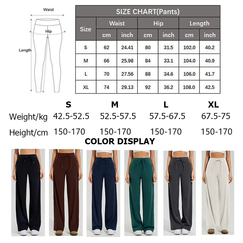 Women High Waist Yoga Pants Solid Color Loose Wide Leg Flared Trousers Breathable Quick Dry Gym Pants Female Workout Clothes