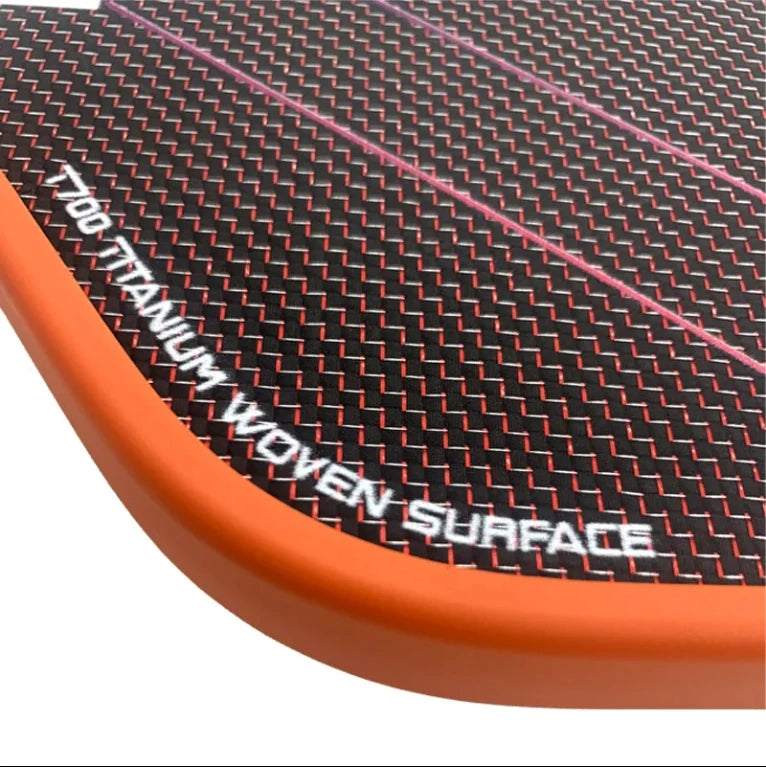 Carbon Fiber Orange Titanium Woven Surface Foam Build Edging Unibody Thermoformed Pickleball Paddle