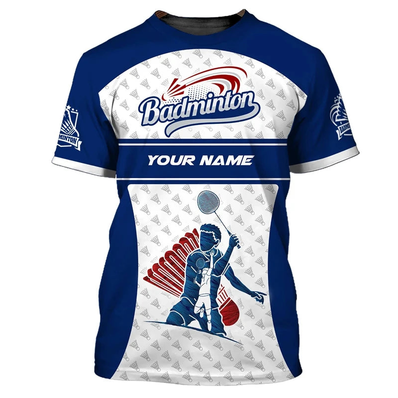 Badminton Sport T-shirt Men's Clothing Cool Novel 3D Print Sports Quick Dry Short Sleeve T Shirts Summer Gym Fitness Custom Tee