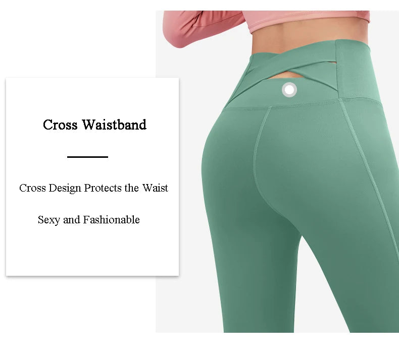 Yoga Pants For Women Elastic High Waist Cross Back Seamless Leggings Hip Lift Gym Tight Sportswear Fitness Sports Leggings