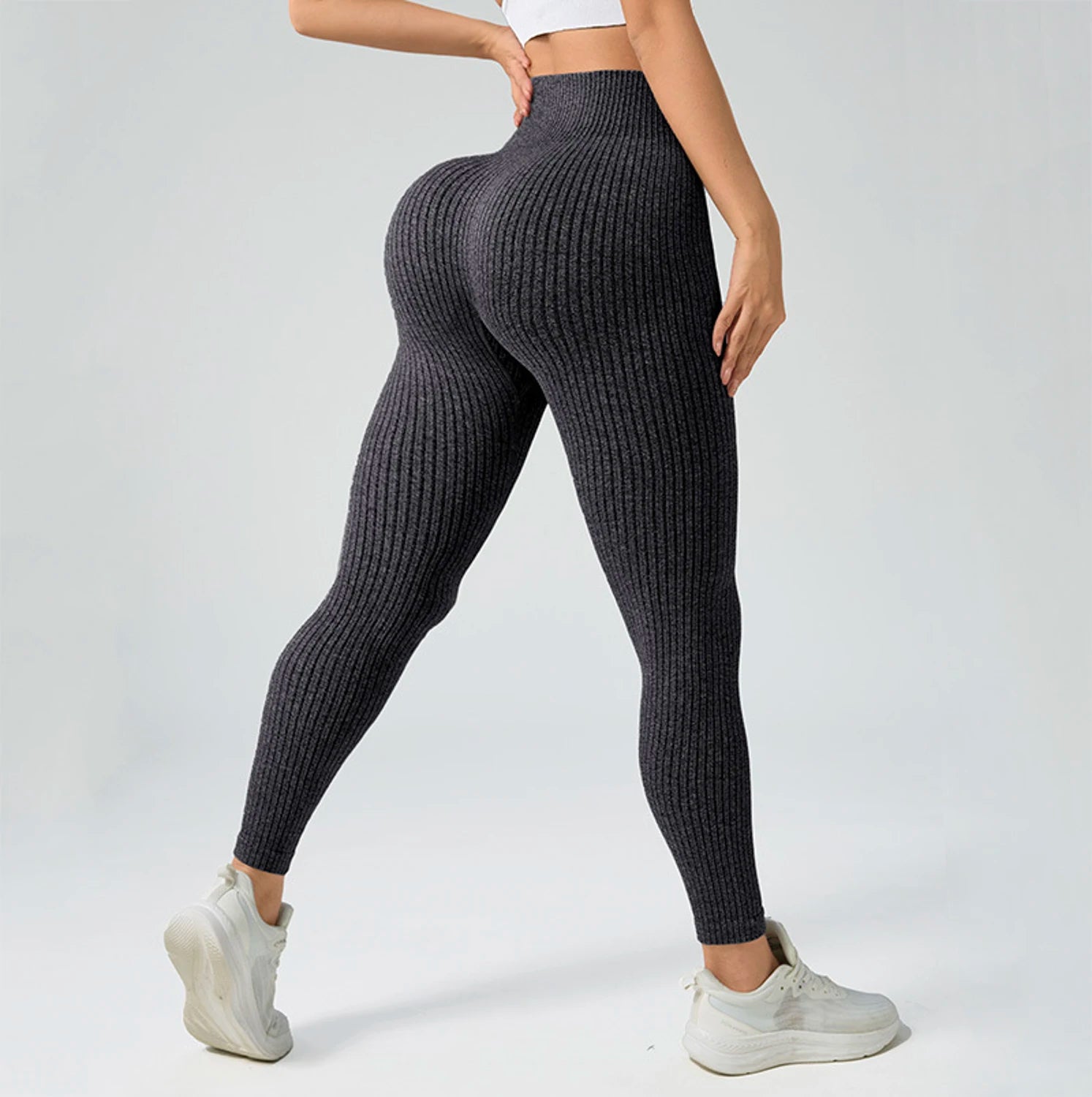 Solid Color Yoga Pants, Women's High-Waist Butt-Lifting Stretch Tight-Fit Sports Yoga Pants, High-Elasticity Yoga Pants