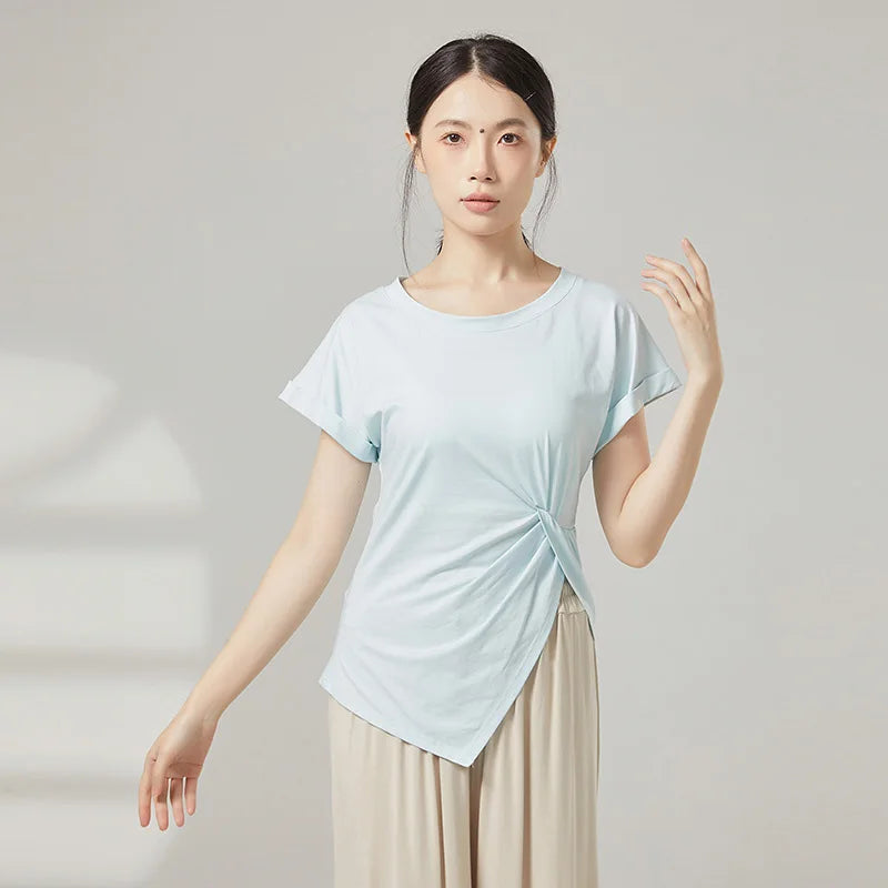 Cotton Yoga Top For Women Short Sleeve Breathable Soft Gym Fitness Top Classical Dance t-Shirt Modern Dance Running Active Wear