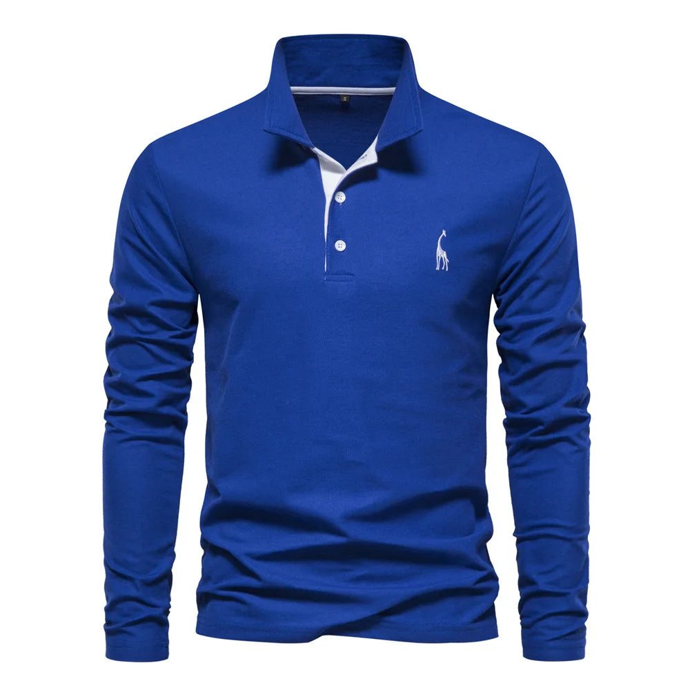 2026 New Polo T-shirts for Men High Grade Embroidery Solid Long Sleeve Golf Polo Shirts Spring Autumn Social Business Male Tops