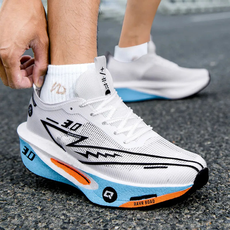 Women's Carbon Board Sneakers Anti-slip Cushioned Comfortable Racing Training Running Shoes Mesh Tennis Shoes Casual for Women