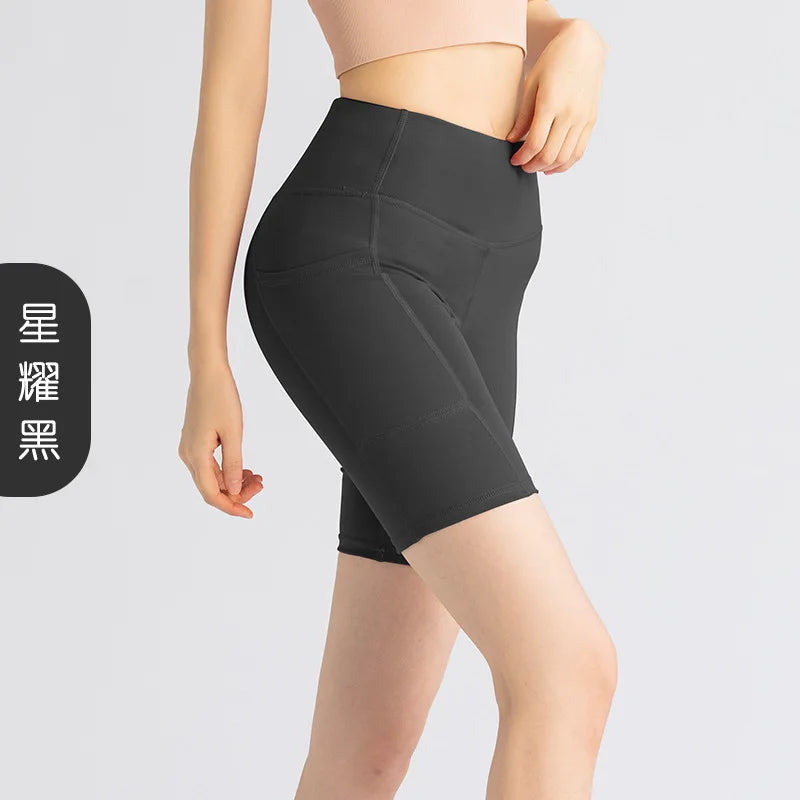 Yoga Pants Pockets Hip-lifting Bottoming Quick-drying Yoga Clothes Breathable Stretch Mesh Side Pockets Running Fitness Pants