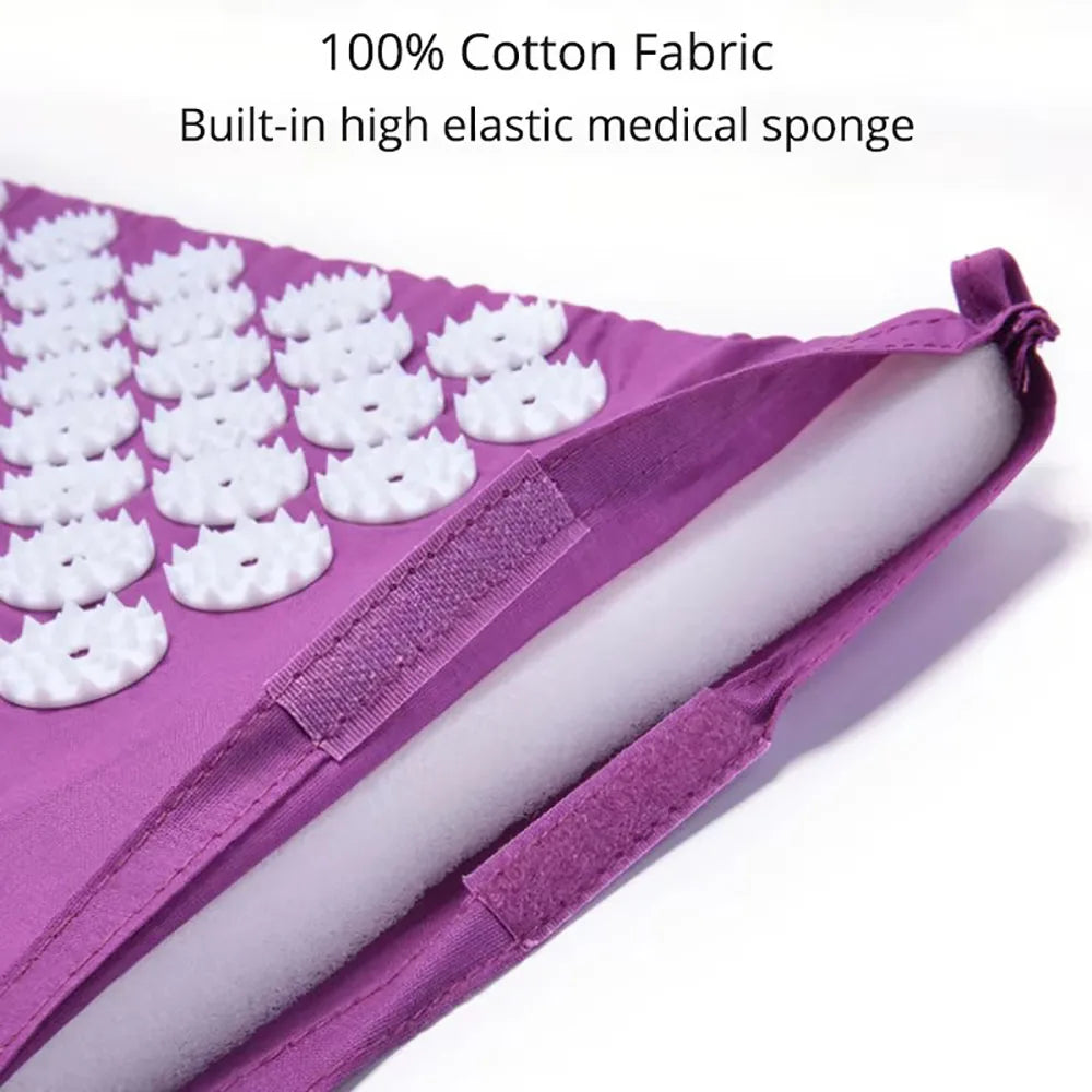 Massager pillow, massage mat for Yoga acupressure relieves pain stress, back, body pain, tip mat, acupuncture mat and pillow set