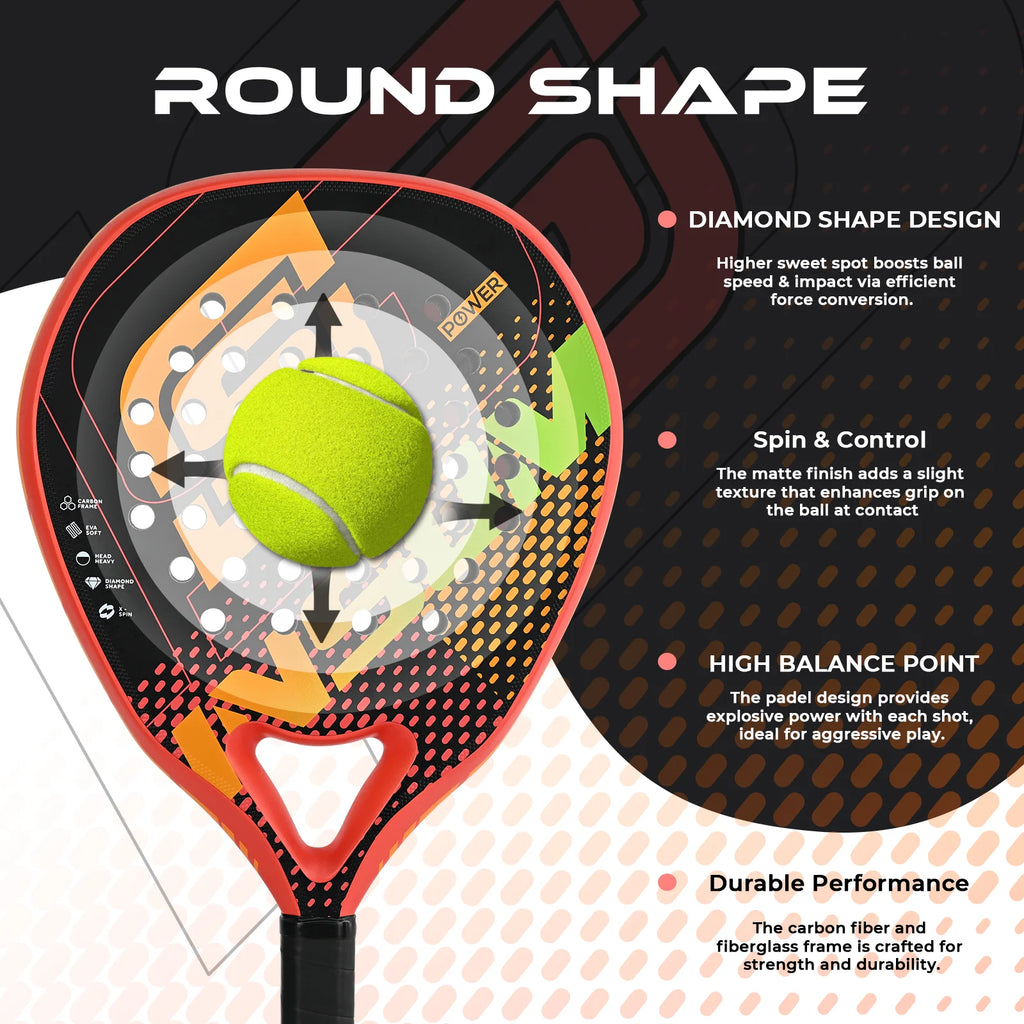 INSUM Padel Racket Lightweight Padel Tennis Racquets With Diamond Shape & Anti-Vibration System Suitable For Beginner To Advance