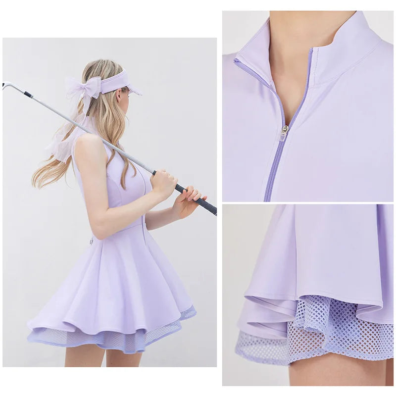 Polo Shirt Tennis Dress Chest Pads Shorts Soft High Stretchy Fitness Skorts Tummy Control Yoga Skirts Gym Clothing Activewear
