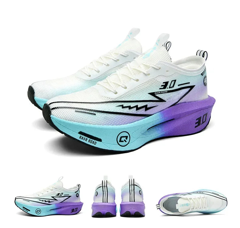 Women's Carbon Board Sneakers Anti-slip Cushioned Comfortable Racing Training Running Shoes Mesh Tennis Shoes Casual for Women