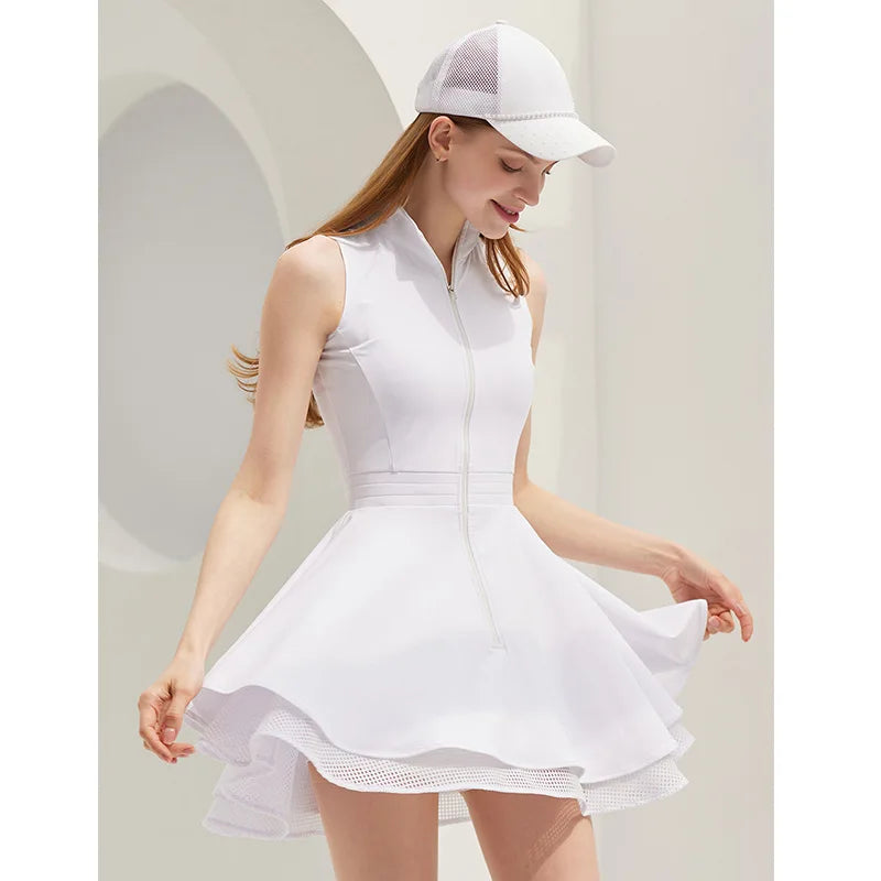 Polo Shirt Tennis Dress Chest Pads Shorts Soft High Stretchy Fitness Skorts Tummy Control Yoga Skirts Gym Clothing Activewear