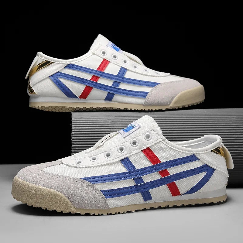 Men's Classic Running Shoes Tennis Shoes Lace Up Flat Bottom Sports Shoes Soft Sole Walking Shoes Breathable Couple Casual Shoes