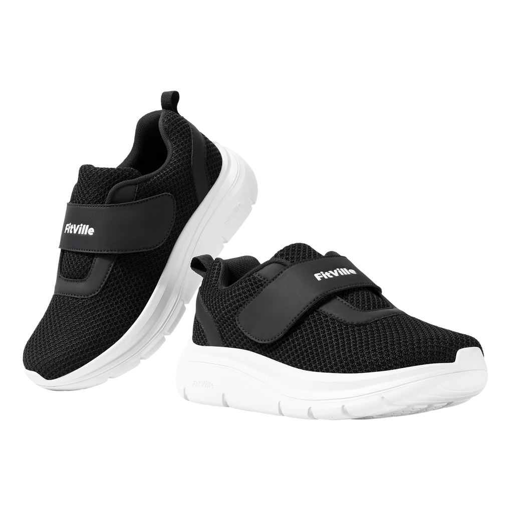 FitVille Women's Shoes Wide Diabetes Shoes Adjustable Strap for Swollen Feet Slip on Walking Lightweight Comfortable Sneakers