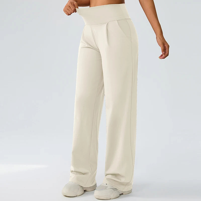 Yoga wide leg pants for women high waisted loose straight leg pants casual sports yoga pants women's outerwear