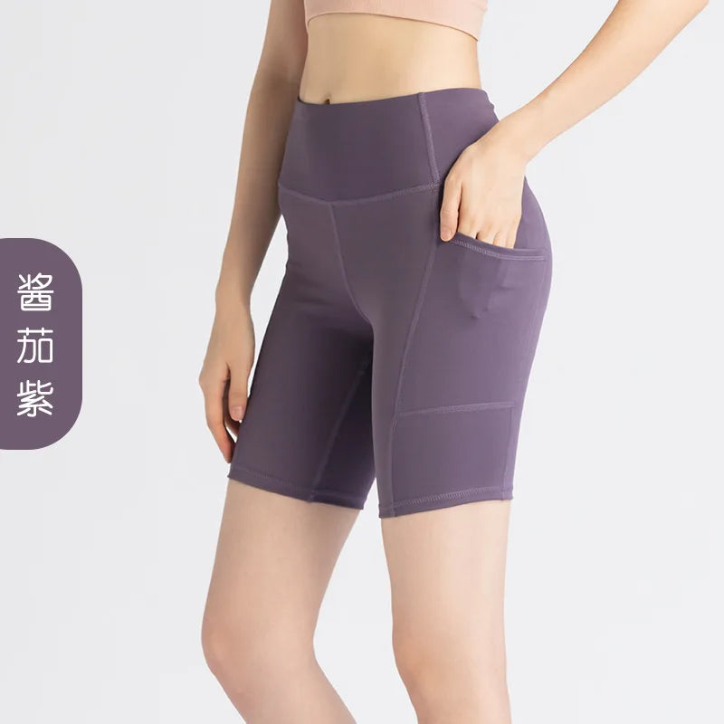 Yoga Pants Pockets Hip-lifting Bottoming Quick-drying Yoga Clothes Breathable Stretch Mesh Side Pockets Running Fitness Pants