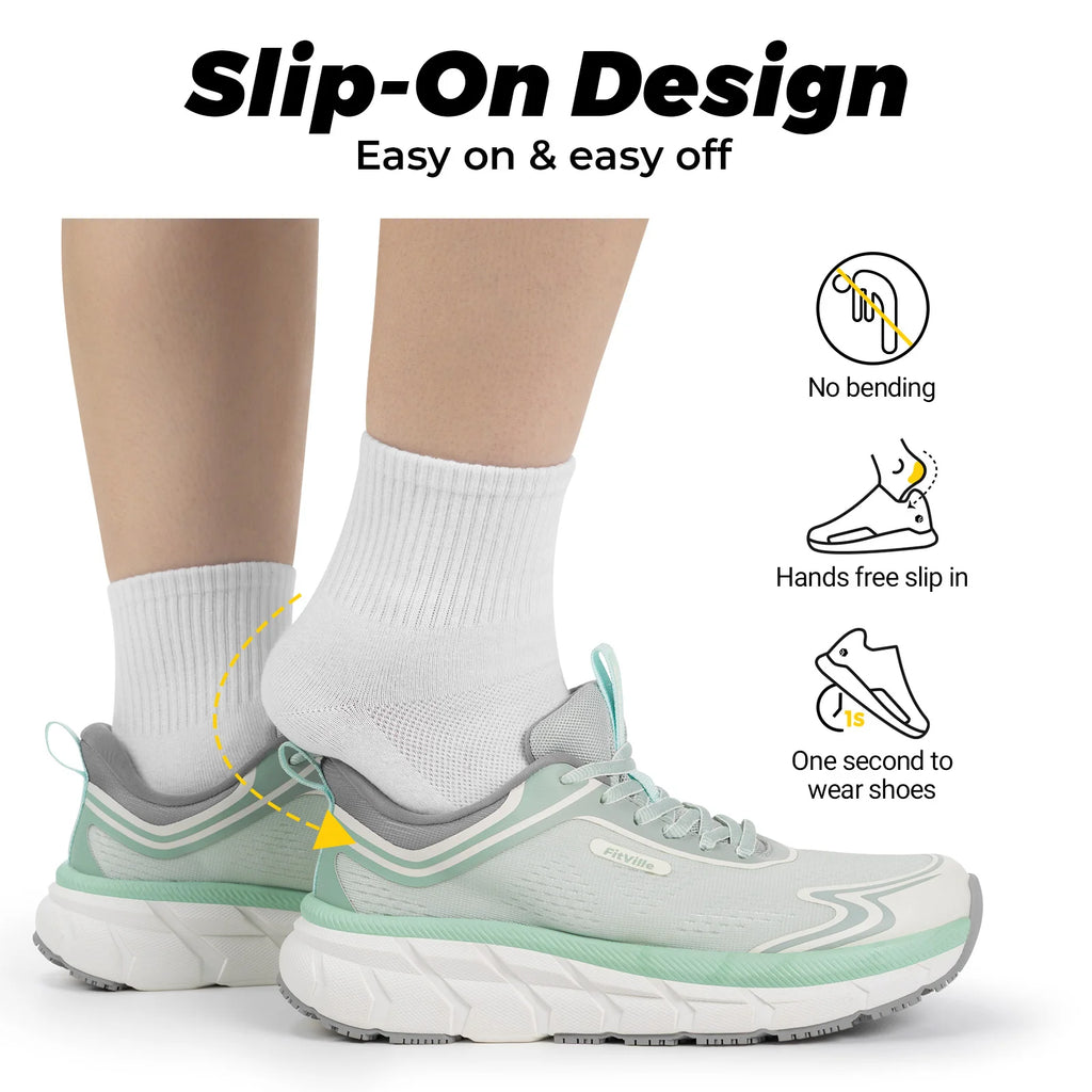 Fittington Women's Sports Shoes Wide Women Sneakers Non-Slip Tennis Walking Running Shoes For Women Swollen Feet Pain Relief