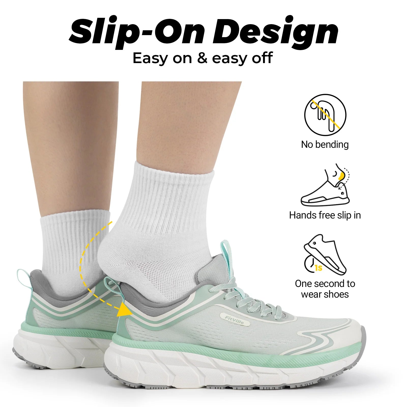 Fittington Women's Sports Shoes Wide Women Sneakers Non-Slip Tennis Walking Running Shoes For Women Swollen Feet Pain Relief