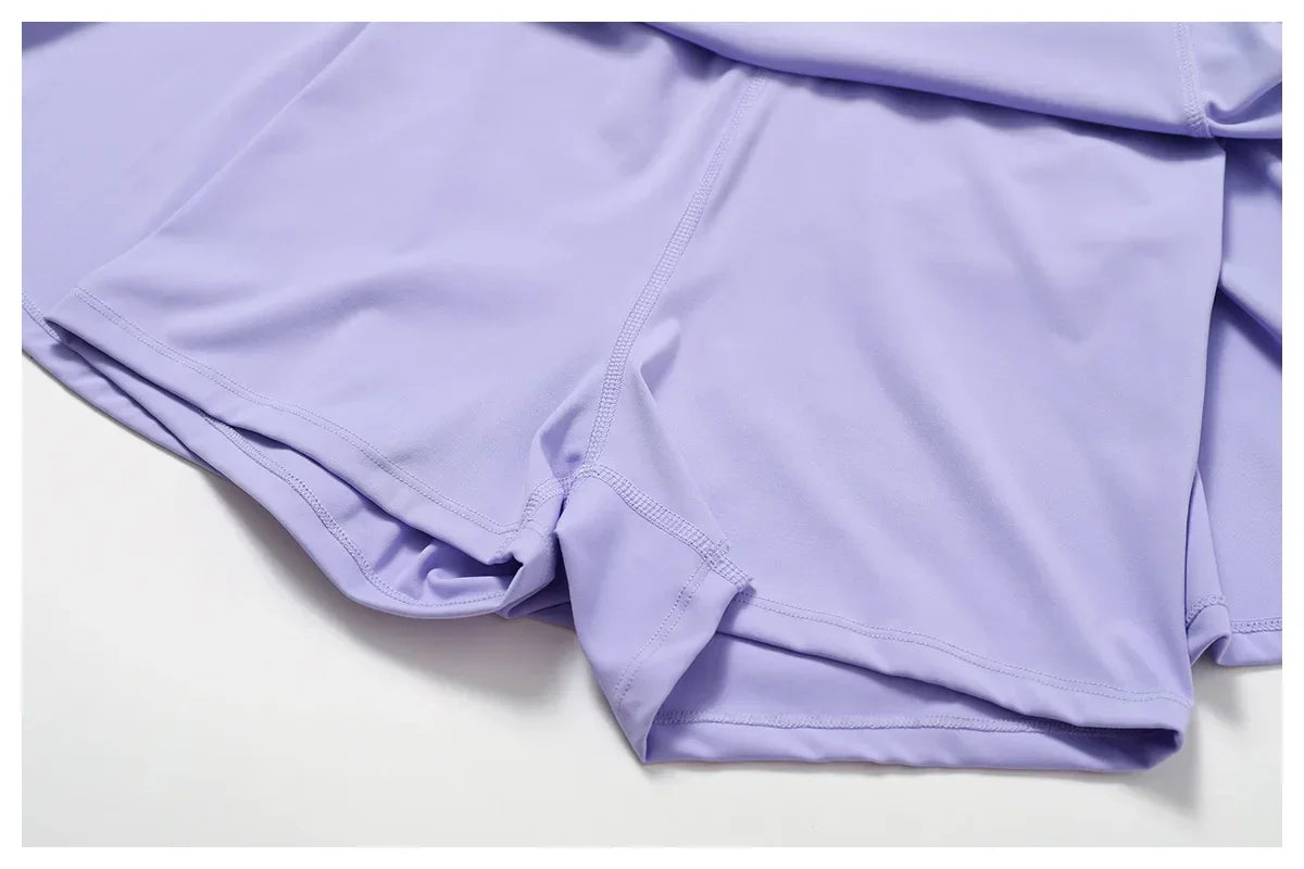 Women Tennis Dress with Short Zipper Anti emptied Stretchy Sports Skirt Wear for Fitness Gym Yoga Golf Badminton Clothing Set