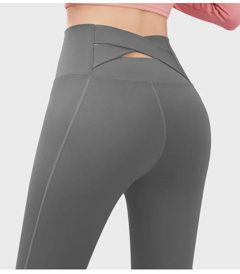 Yoga Pants For Women Elastic High Waist Cross Back Seamless Leggings Hip Lift Gym Tight Sportswear Fitness Sports Leggings