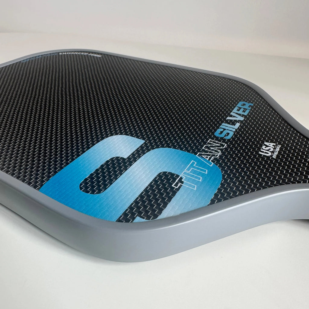 Titanium Silver Thread T700 Carbon Fiber Pickleball Paddle with Large Sweet Spot High Friction Extended Handle Offensive Type
