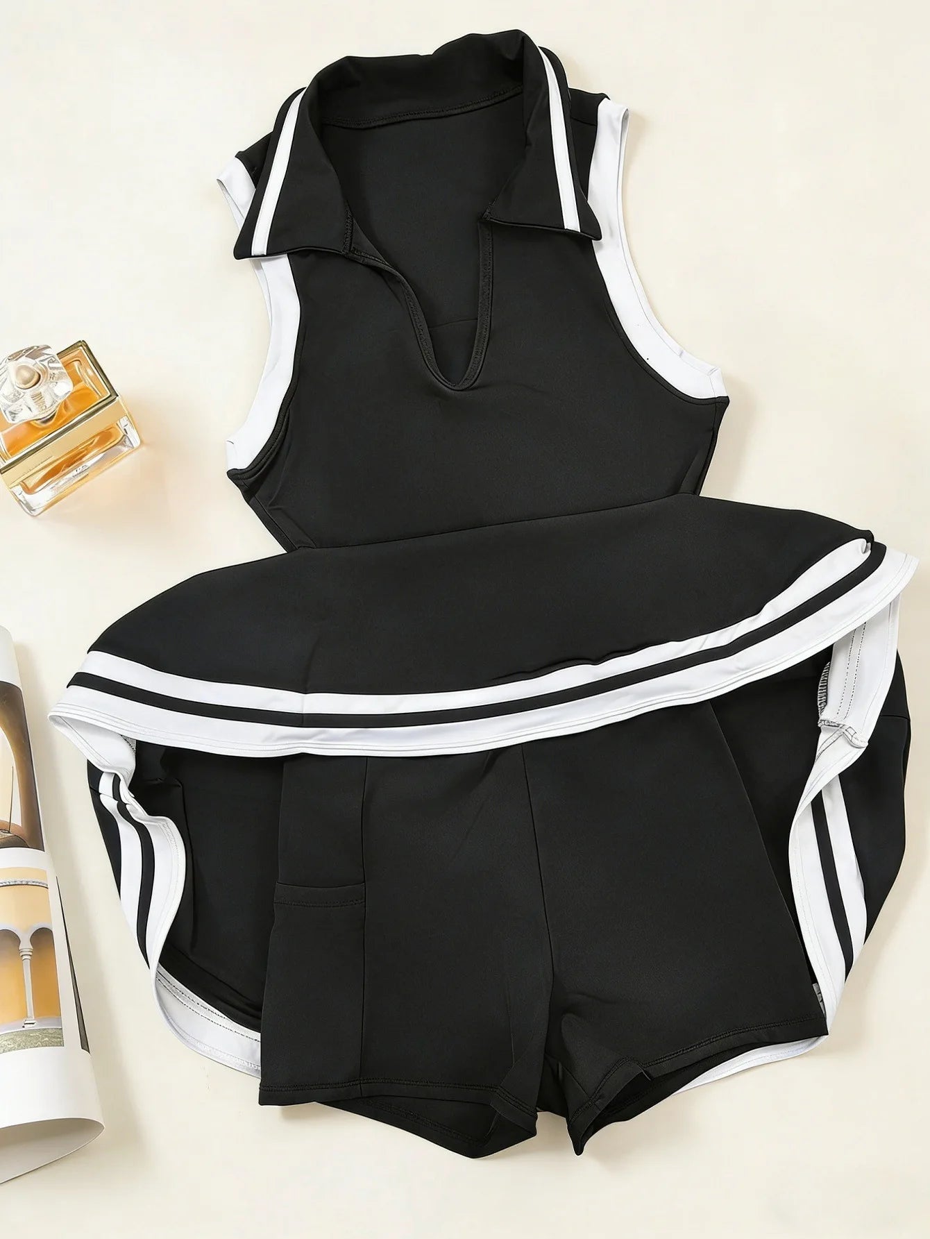 Tennis Dress with Shorts Pocket Woman Polo Collar Workout Active Golf Pickleball Clothes Breathable Casual Badminton Street