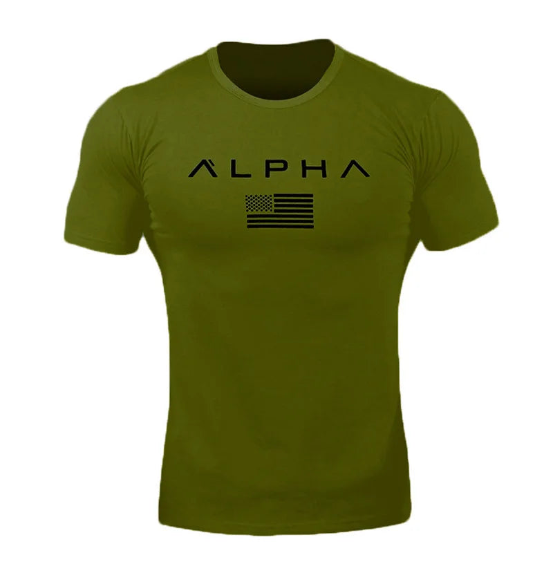 New Fitness Clothes Men's T-shirt Sports Outdoor Running Training Quick Dry round Neck Short Sleeve Youth Popular Geometric P...