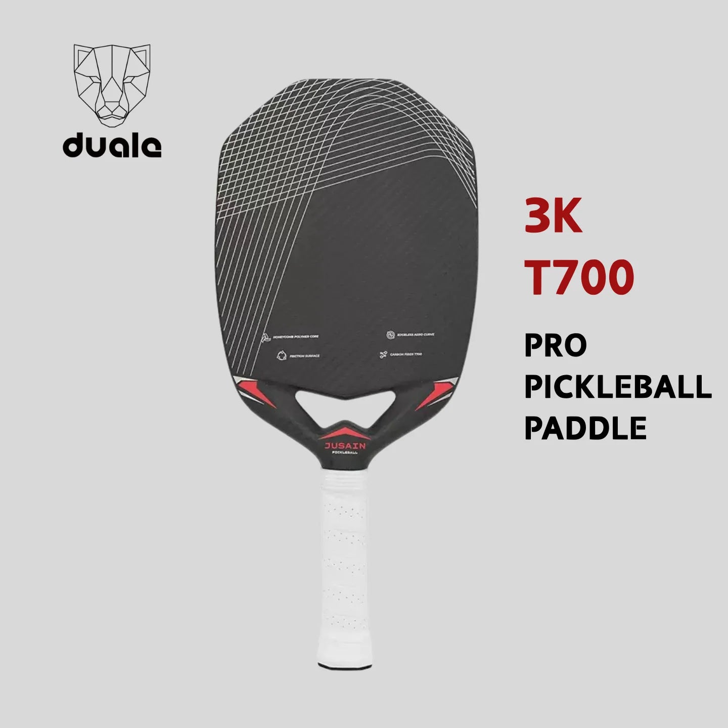 Duale Professional Pickleball Paddles Throat Design, Edgeless T700 Carbon Fiber Pickleball Paddle with 3K textured and PP Honeyc
