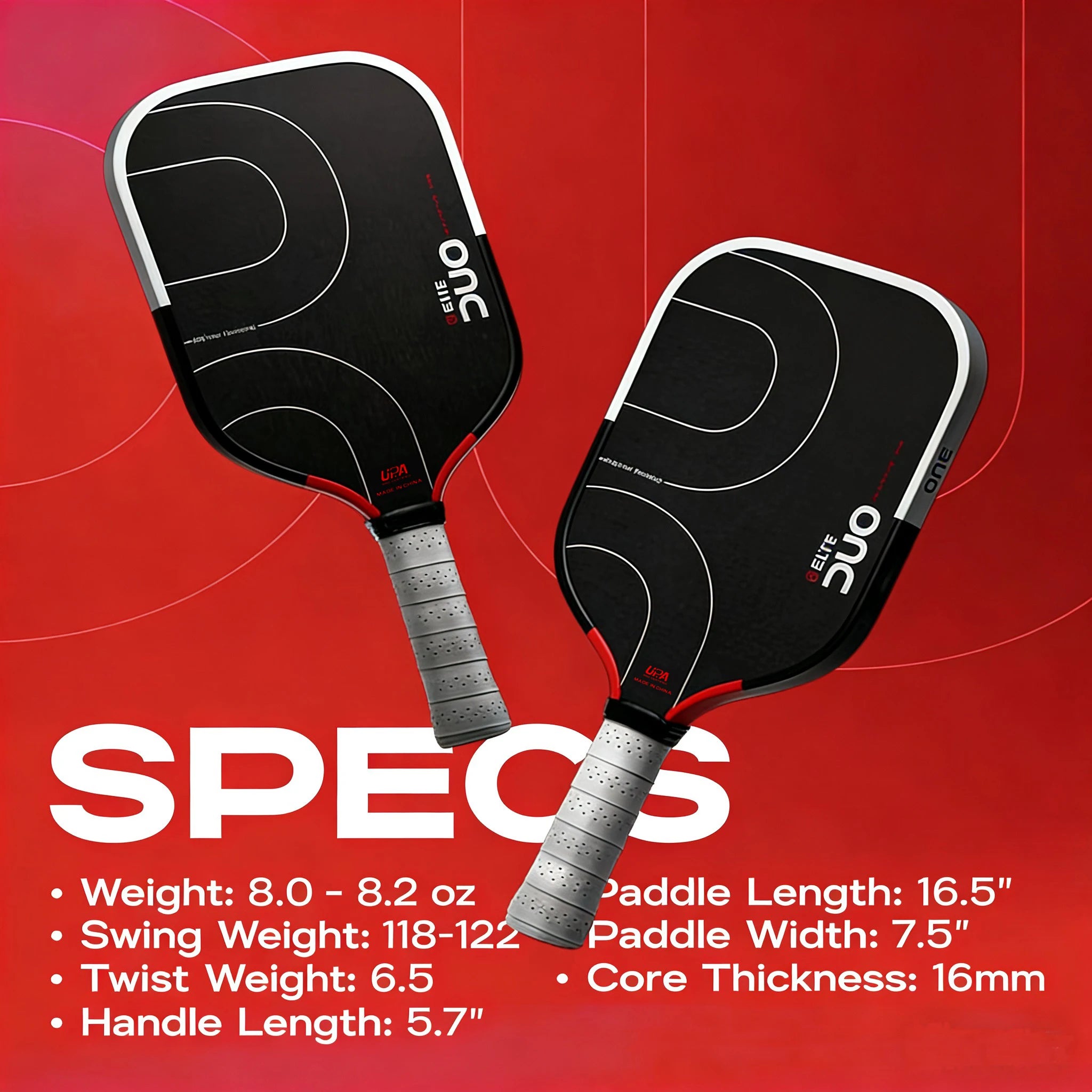 DUO-FOAM Pickleball Paddle Black Foam Core Increases Sweet Spot 3-Layer Carbon Fiber Rough Cloth pattern