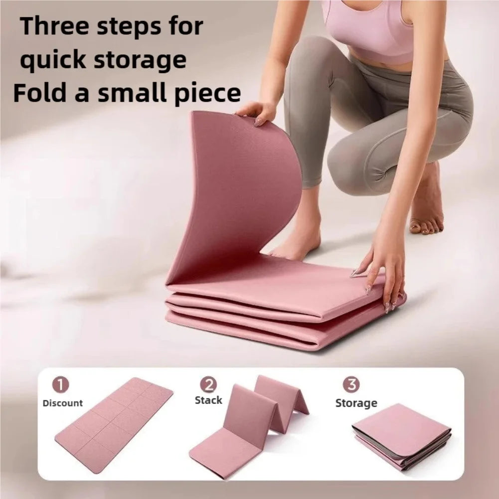 Eco-Friendly TPE Foldable Yoga Mat Double-Sided Non-Slip Travel Fitness Exercise Mat for Pilates and Floor Workouts