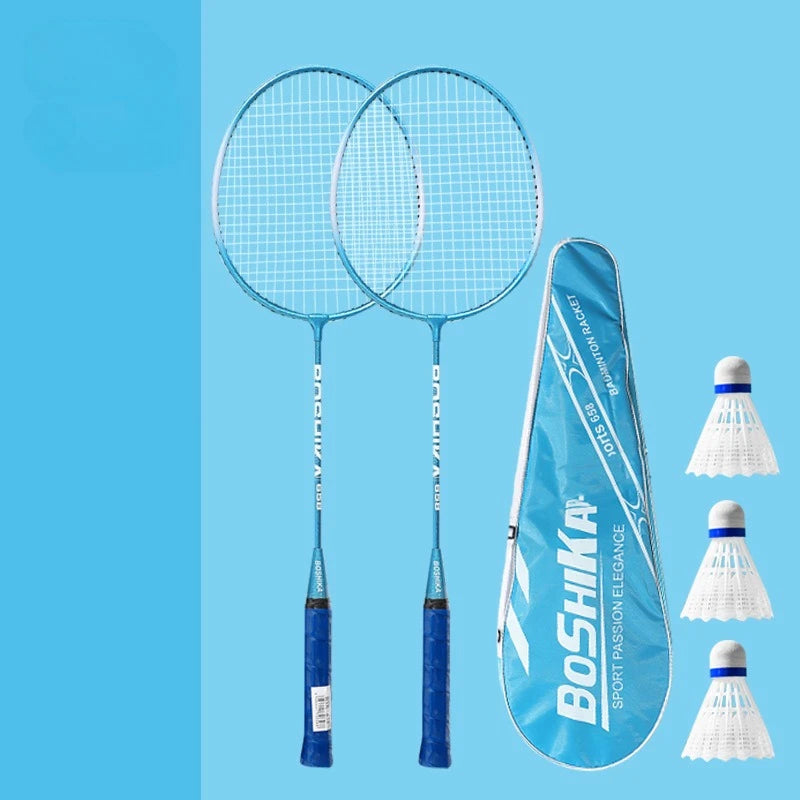 Sports Products Newest Designed Ferroalloy Frame Badminton Rackets A Pair Badminton Racquet with Premium Badminton Bag & 3 Balls
